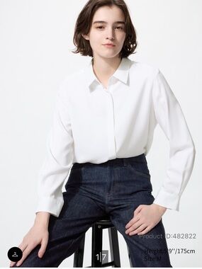 Uniqlo Rayon White Button-Up Shirt XS